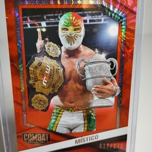 Mistico Wrestling Card with Championship Belt and Trophy - Red Holo